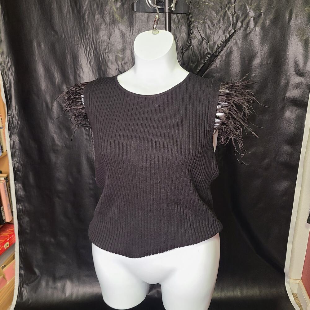 NWT sioni Milano black ribbed tank top size extra large.